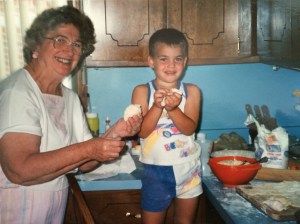 Grand Mary and I making Pierogi, circa 1990